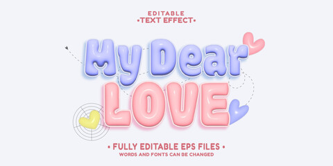 Poster - 3d inflate my dear love text effect