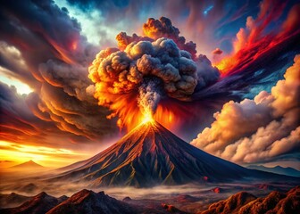 Poster - Abstract Eruption: Vibrant Double Exposure Color Symphony Stock Photo