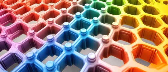 Aufkleber - Rainbow colored abstract background with various shapes representing collaborative connections and organization