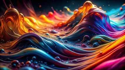 Poster - Abstract Fluid Color Flow Background, Low Light Photography, Digital Art Wallpaper