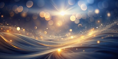 Poster - Abstract Golden Waves with Sparkling Lights and Bokeh Background