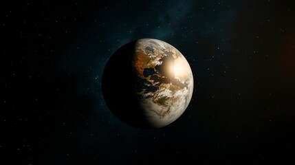 Wall Mural - A Brown And Gold Planet In A Dark Starry Sky