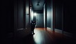 © asadykov - creepy cat peeks room open door spooky darkness mysterious intruder night fear surreal paranormal