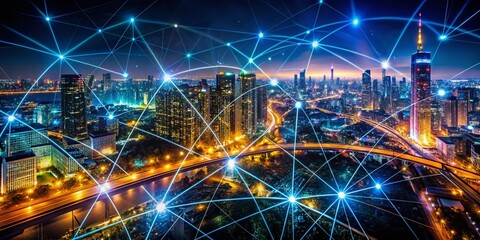 Poster - Abstract Global Network Connectivity: Urban Exploration Photography Background
