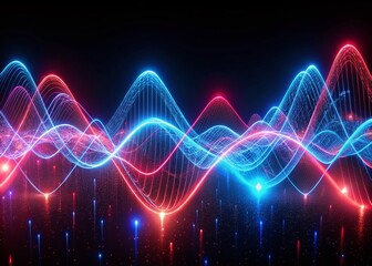 Poster - Abstract Glowing Audio Waves: Futuristic Network Connection, 4K Motion Graphics Background