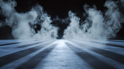 Poster - mysterious scene with fog and shadows creating atmospheric effect