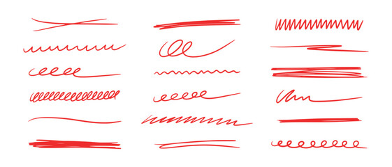 Poster - Vector set of hand-drawn doodle brush elements. Colored line sketches, underlines, marker strokes and emphasis for design.