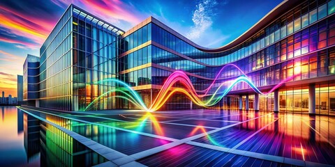 Poster - Abstract Health Design: Vibrant Artistic Heartbeat & Sound Waves with Digital Equalizer