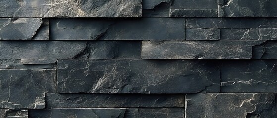 Poster - Dark Stone Wall Texture with Natural Rock Pattern for Interior and Exterior Design