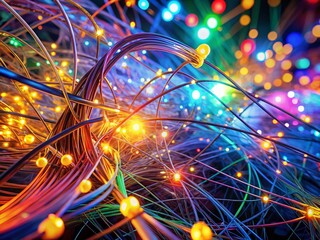 Poster - Abstract Network: Tangled Lines & Nodes, Long Exposure Background Image