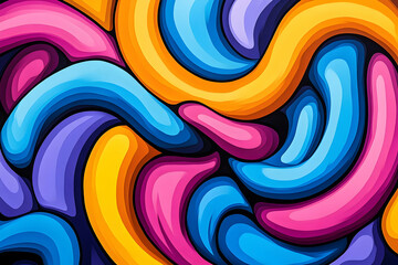 Abstract curved stripes with multiple colors flowing together, for backgrounds, posters, designs