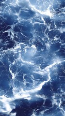 Poster - Abstract Ocean Surface with White Foam and Deep Blue Water Creating a Dynamic Texture