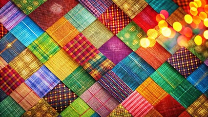 Poster - Abstract Patchwork Background with Crosshatch Lines - Geometric Texture Design