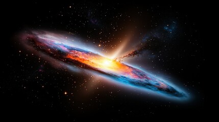 Poster - A mesmerizing galaxy with colorful clouds of gas and dust, illuminated by sparkling stars and set against the deep black backdrop of space, creating a cosmic spectacle.