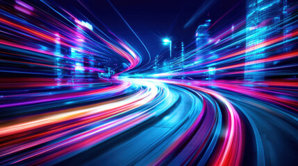 Poster - Vibrant abstract technology backdrop with colorful light trails and motion