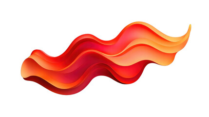 Poster - red and orange abstract wave flowing on transparent background