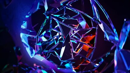 Leinwandbilder - Vibrant light reflections from broken glass create stunning abstract art in colorful display