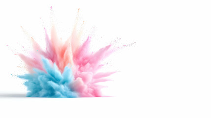 Canvas Print - Colourful powder explosion isolated on a white background for artistic and creative purposes