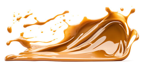 Wall Mural - Melted caramel splash isolated on white background