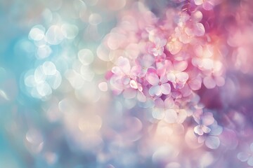 Wall Mural - Pastel Pink and Purple Flowers with Soft Bokeh Background