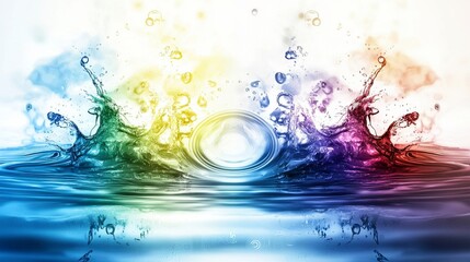 Fototapete - Vibrant colorful water splashes creating dynamic circles in a fluid environment abstract art close-up view
