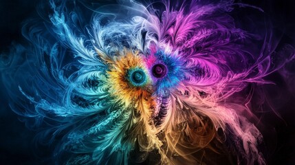 Poster - Vibrant rotating circles in fluid motion abstract art digital creation colorful environment artistic viewpoint