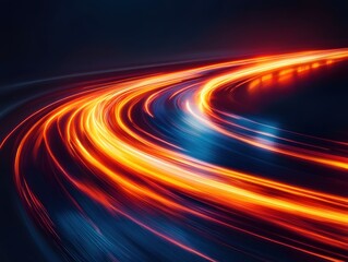 Poster - Abstract Motion Blur of Light Trails in Dark Background with Dynamic Energy