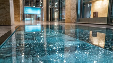 Fototapete - Urban space photography elegant reflections and light play in modern architecture