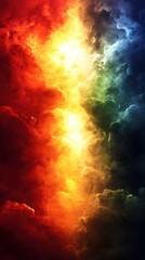 Poster - Dramatic Sky with Vivid Colors Abstract Cloudscape in Red Yellow Green and Blue Tones