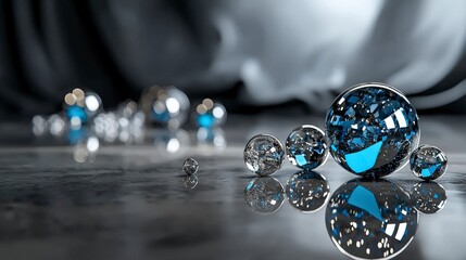 Poster - Shiny metallic textures with smooth reflections abstract space visual art contemporary setting close-up view