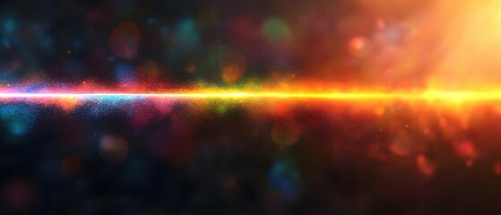 Poster - Abstract Light Beam with Bokeh Effect and Particle Dust in a Dark Background