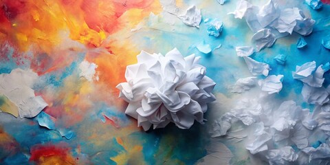 Poster - Abstract White Paper Texture & Watercolor Background: Elegant Gray & Cloud Design for Fashion Photography