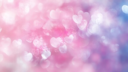 Sticker - Pink Blue Purple Hearts Bokeh Background