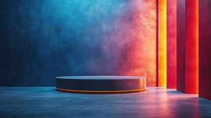 Wall Mural - Empty Modern Concrete Podium Neon Light