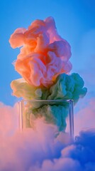 Wall Mural - Abstract Pastel Colored Smoke in Glass Cube