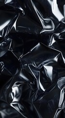 Poster - Abstract Black Texture of Wrinkled Foil with Highlighted Creases and Dark Artistic Design