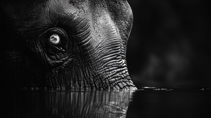 Wall Mural - Elephant's Gaze: A Monochromatic Portrait of Serenity