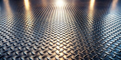Aufkleber - Illuminated Steel Plate Surface with Diamond Pattern Texture
