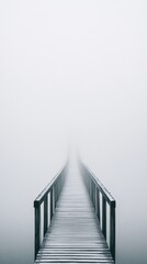 Poster - Wooden pier disappearing into the thick fog representing the concept of fobo, fear of better option, or job insecurity and decision making fear, leading into an unknown future