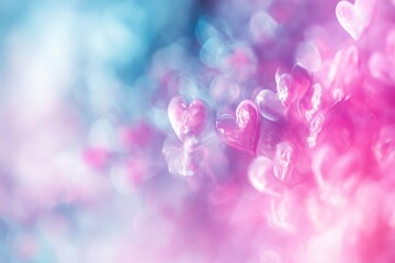 Sticker - Abstract Pink And Blue Hearts Bokeh Background