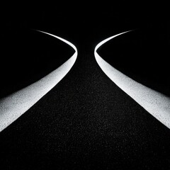 Poster - abstract road at night with bright white lines