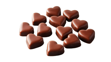 Wall Mural - Milk chocolate heart-shaped pralines on transparent background