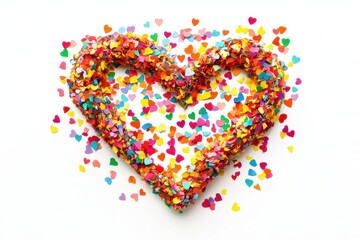 Sticker - Colorful Confetti Heart on White Background