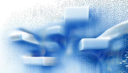 Fototapete - Abstract blue and white background with dotted and geometric patterns, suitable for digital content or corporate designs, ,


