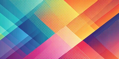 Wall Mural - Vibrant Abstract Geometric Design with Colorful Overlapping Shapes and Halftone Dots Pattern