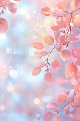 Wall Mural - A soft and dreamy blue and pink spring background with copy space
