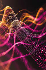 Wall Mural - Abstract neon pink and blue high speed light waves on a black background