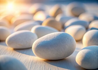 Wall Mural - Serene White Stones: Abstract Minimalist Still Life Photography