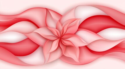 Poster - Abstract Red Flower With Flowing Lines Design On Soft White Background Graphic Element