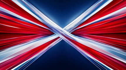 Wall Mural - Abstract Red White Blue X Design With Symmetrical Crossing Lines On Dark Background Visuals